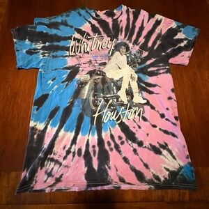 Whitney Houston Tie-Dye T-Shirt M/M Pink Blue Black Motorcycle Graphic 2021 Pop